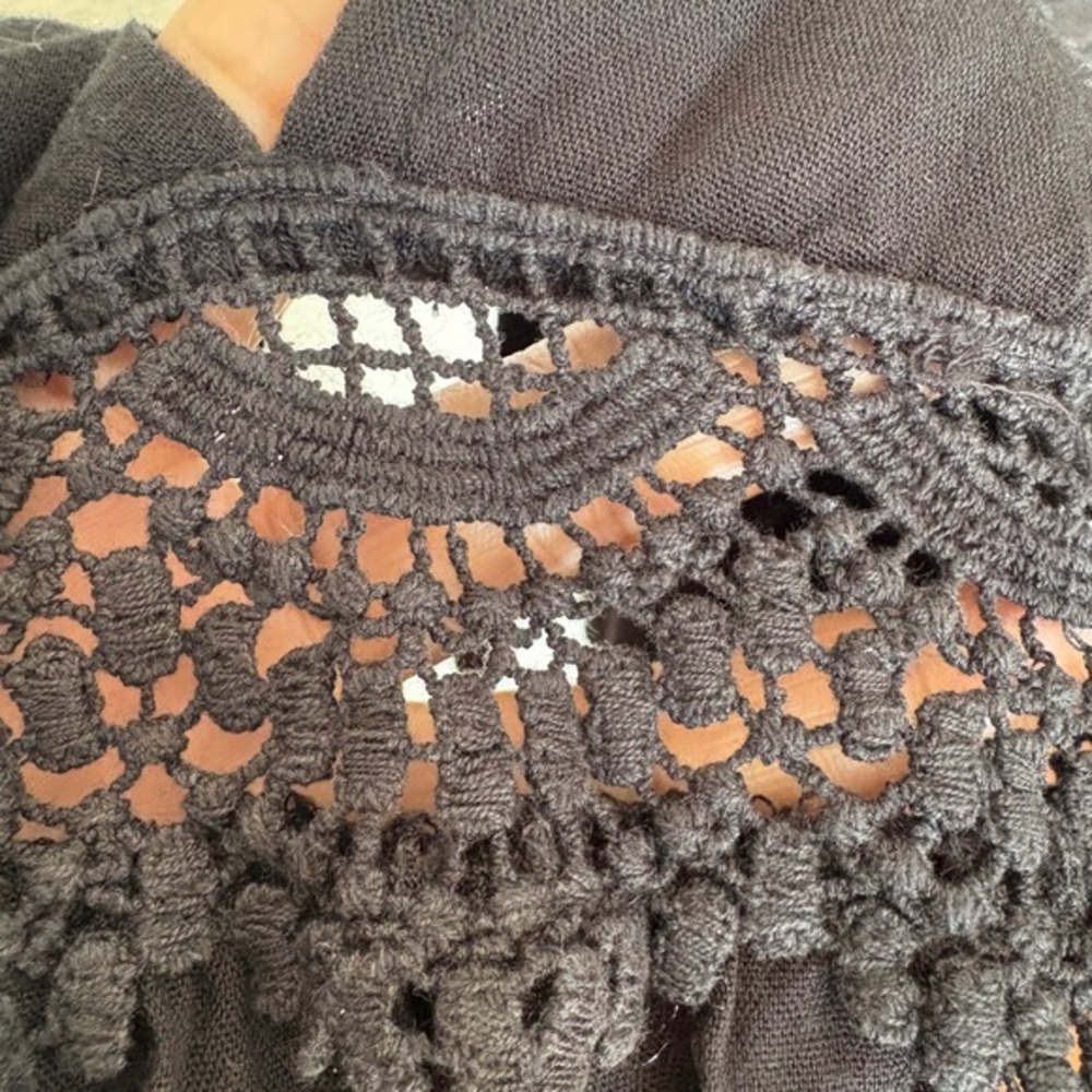 Boho‎ Me Black Lace Trim Smocked Back Ruffle Hem Maxi Dress Small - Picture 6 of 9